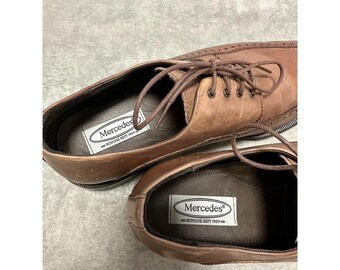 Mercedes Mens Brown Leather Derby Shoes Size 44 Mercedes Benz Leather Shoes Size 42 Brown Derby Style - Etsy main image 4