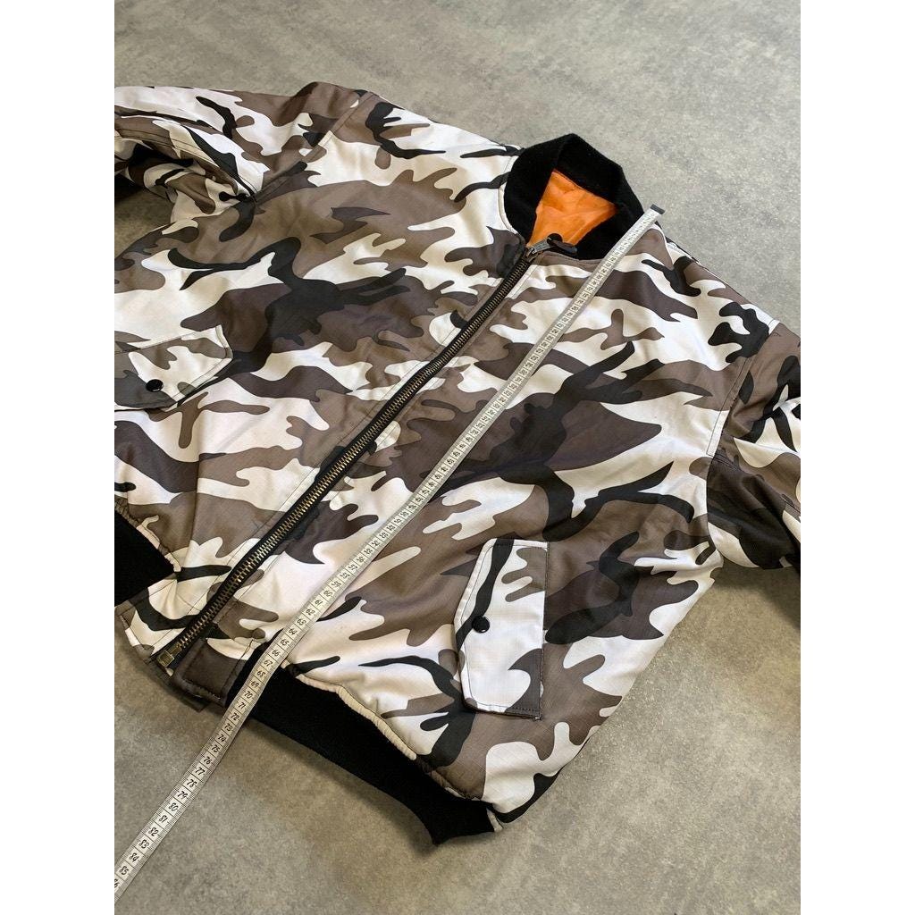 Camouflage MA 1 Miliraty Mens Bomber Jacket Reversible Size XL