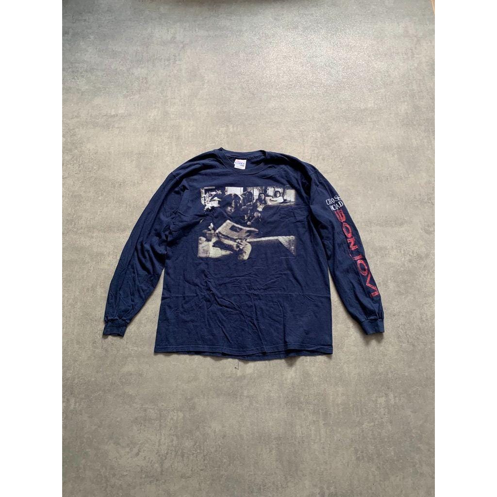 トップス VINTAGE 90s Bon Jovi 1994 Vintage 1994 Bon Jovi Cross Road Longsleeve T-shirt Rock Music