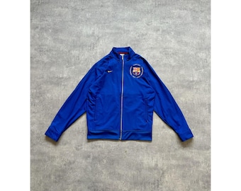 Nike FC Barcelona Full Zip Polyester Jacke Fußball Herren Größe S blau