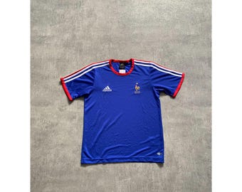 Adidas FFF France football soccer jerseu t-shirt mens size S blue