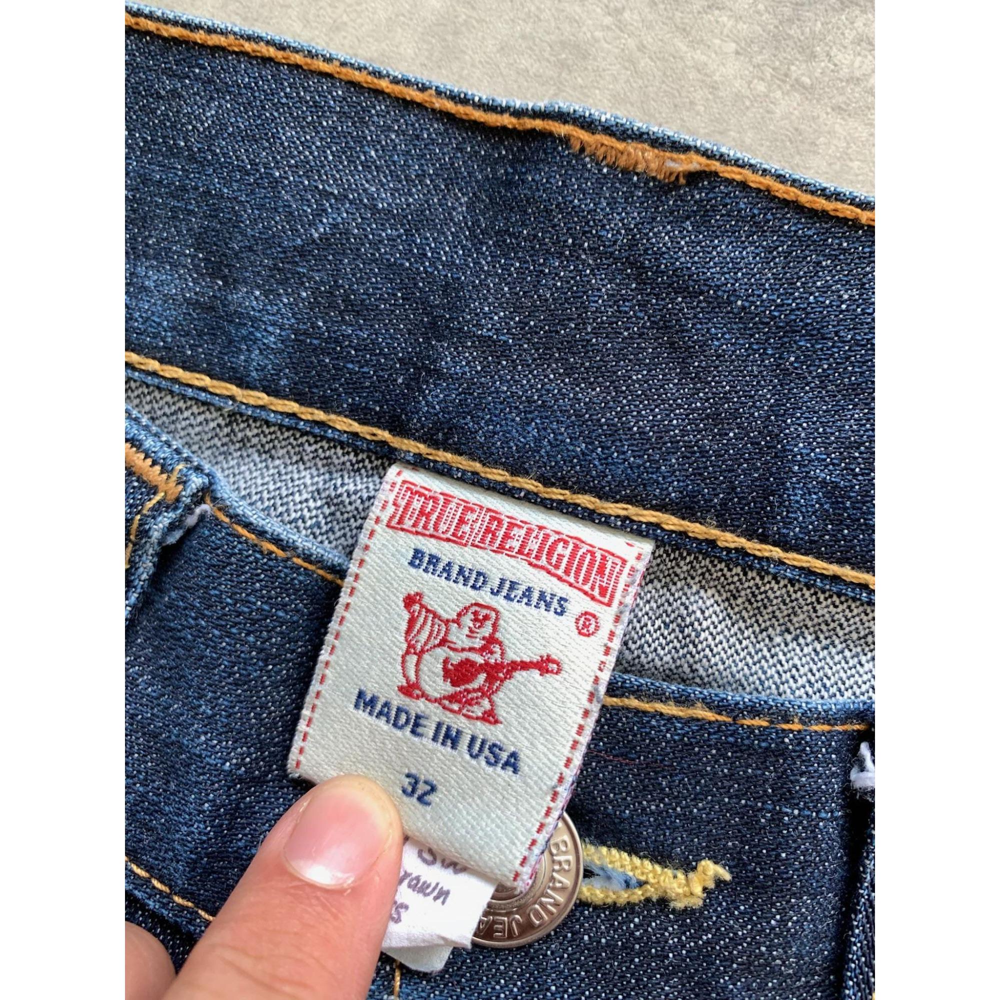 TRUE RELIGION ストレートデニム Made in USA True Religion Sample Selvedge Straight of Regular Fit Blue Jeans