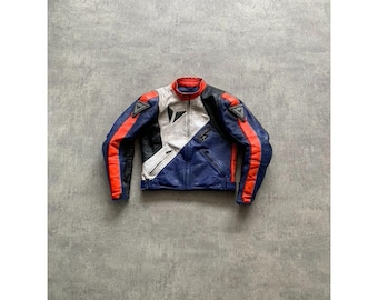 dainese leather multicolor moto jacket mens size 48