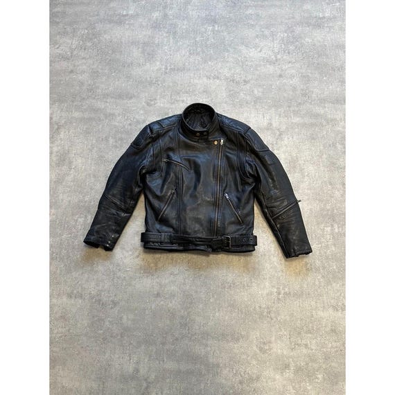 Krawehl Leder Real Leather Motorcycle Moto Jacket Size 42 Mens