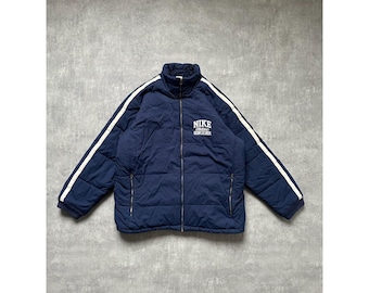 Nike mens down puffer jacket athletic size xxl 2xl blue navy