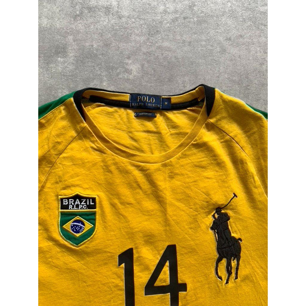 PRL Polo Ralph Lauren Big Pony Brazil T-shirt Size M Yellow Mens