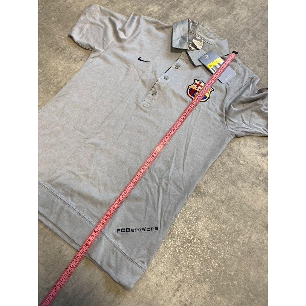 Nike FCB Barcelona Football Soccer Polo T-shirt Jersey Size S Grey