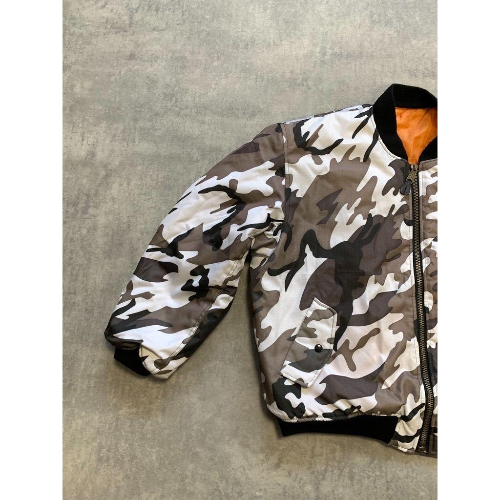 Camouflage MA 1 Miliraty Mens Bomber Jacket Reversible Size XL