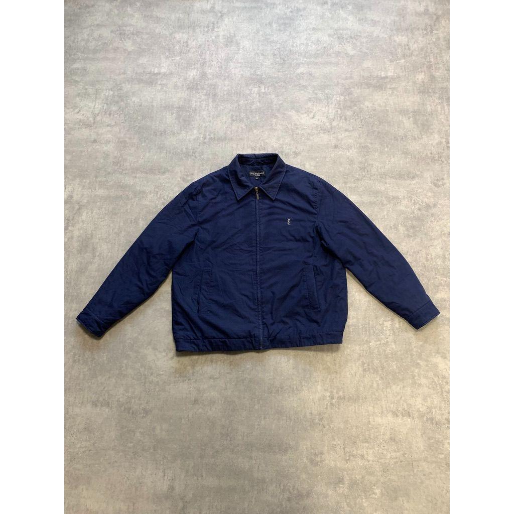 YSL Yves Saint Laurent Harrington Jacket Mens Size XL Navy Blue