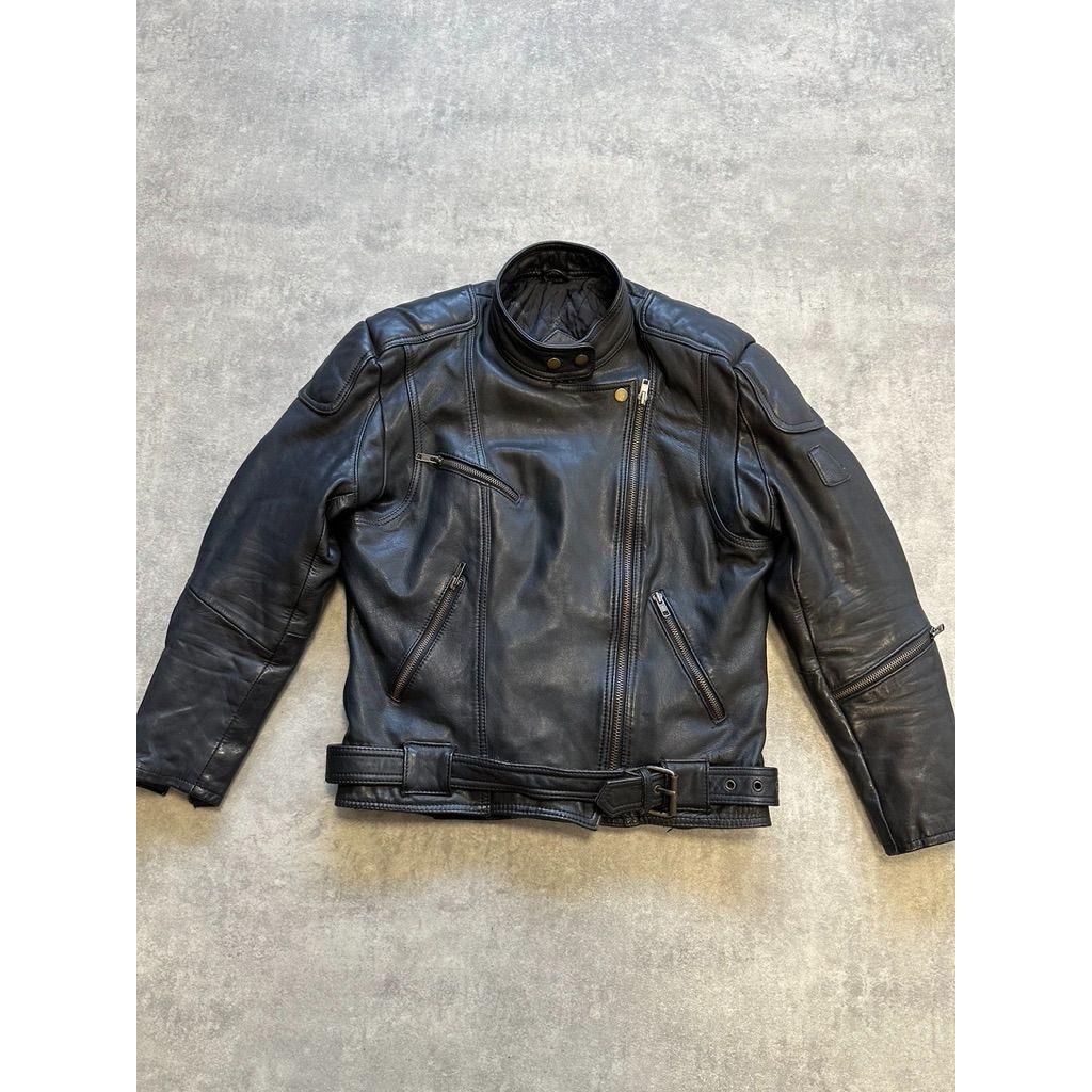 Krawehl Leder Real Leather Motorcycle Moto Jacket Size 42 Mens