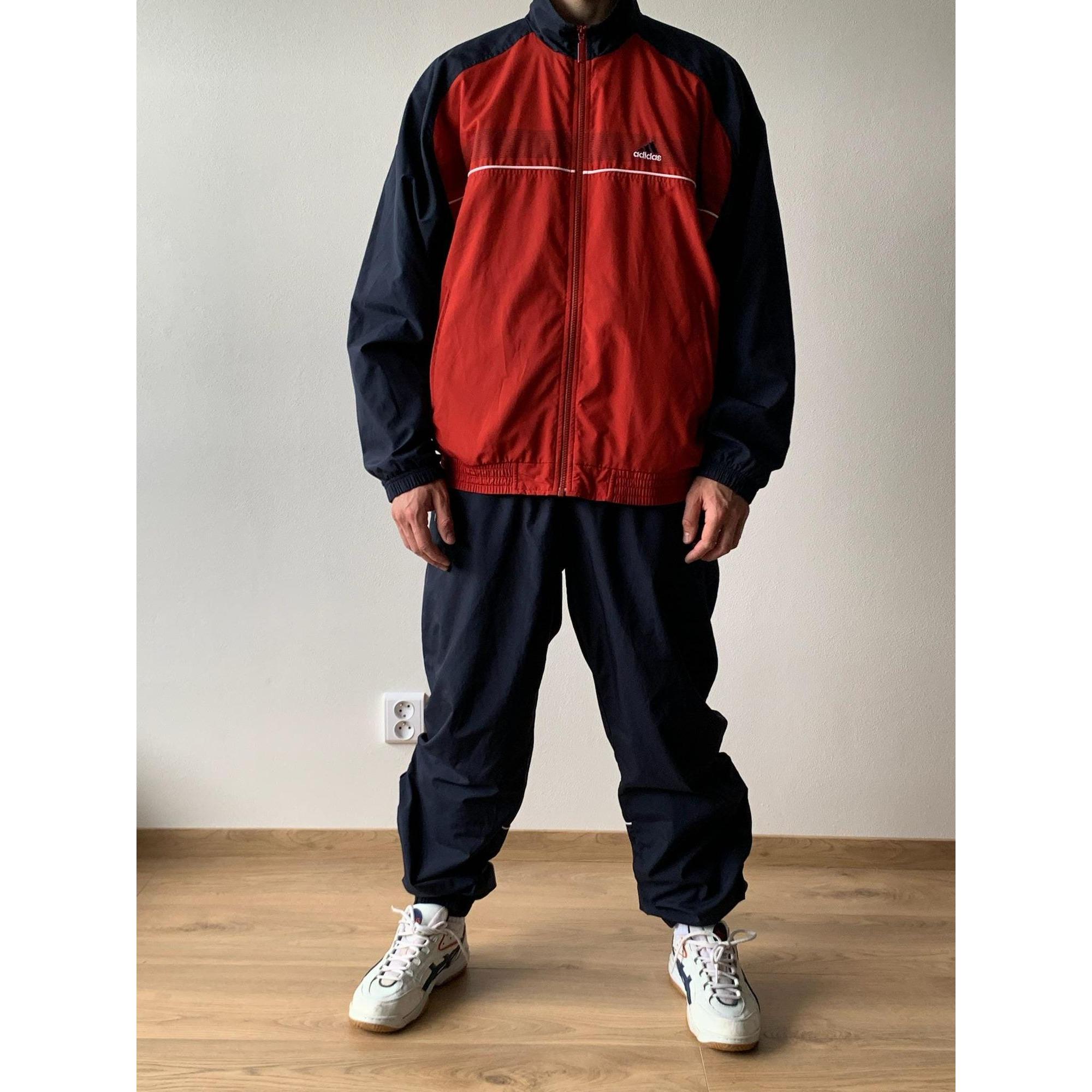 Adidas Track Set Pant + Jacket Joggers Trousers Mens Size M Red