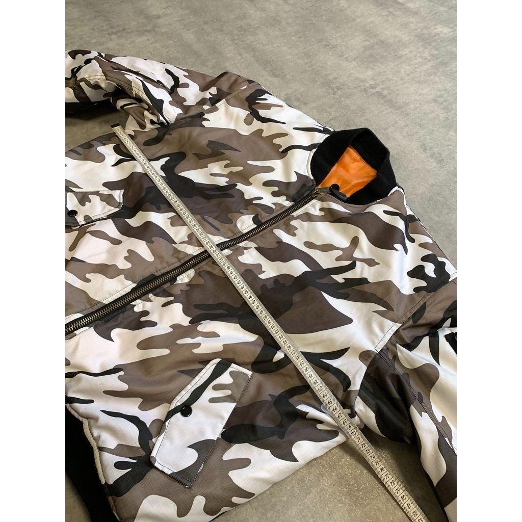 Camouflage MA 1 Miliraty Mens Bomber Jacket Reversible Size XL
