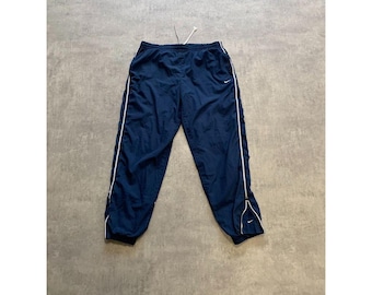 Pantalón deportivo Nike de nailon a rayas para hombre, talla M, azul marino, con doble logotipo