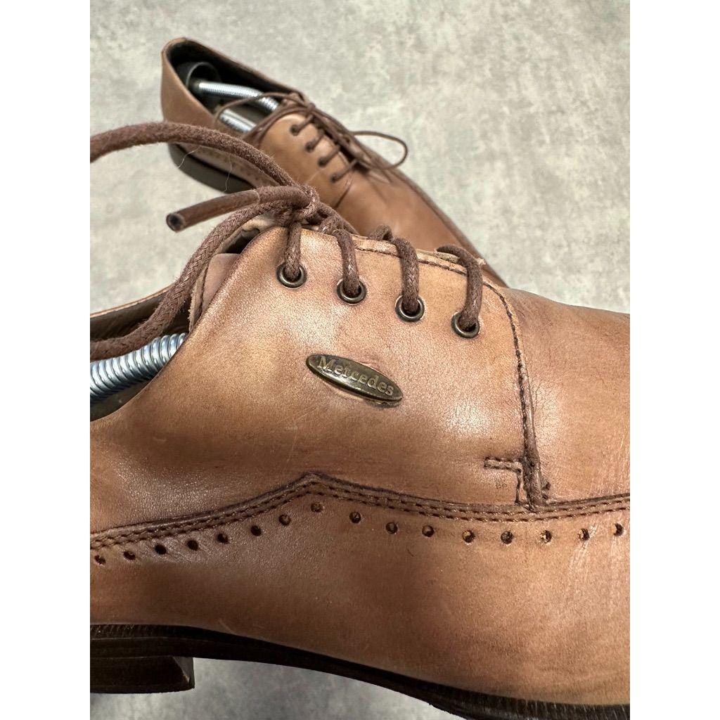 Mercedes Mens Brown Leather Derby Shoes Size 44 Mercedes Benz Leather Shoes Size 42 Brown Derby Style - Etsy main image 3