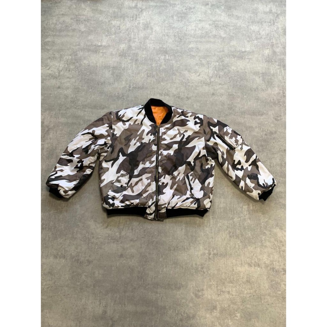 Camouflage MA 1 Miliraty Mens Bomber Jacket Reversible Size XL