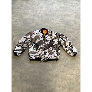 Belvet Camo Reversible MA-1 Jacket グレー Camouflage MA 1 Miliraty Mens Bomber Jacket Reversible Size XL