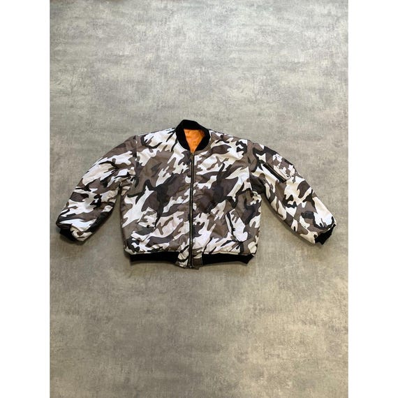 Camouflage MA 1 Miliraty Mens Bomber Jacket Reversible Size XL
