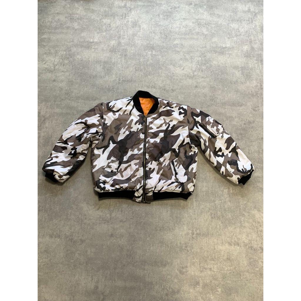 Camouflage MA 1 Miliraty Mens Bomber Jacket Reversible Size XL