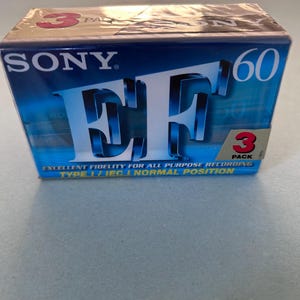 Sony EF60 Audio Cassette Lot – 3 New Sealed Tapes – 60 Minutes Each