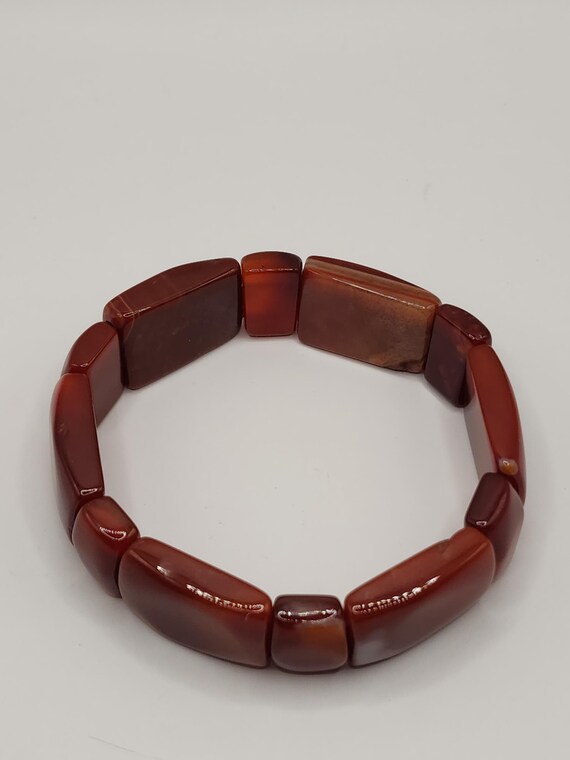 Red Jade Opaque Square Rectangular Bead Beaded St… - image 2