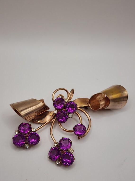 Solid Copper Rhinestone and Stunning Purple Ameth… - image 3