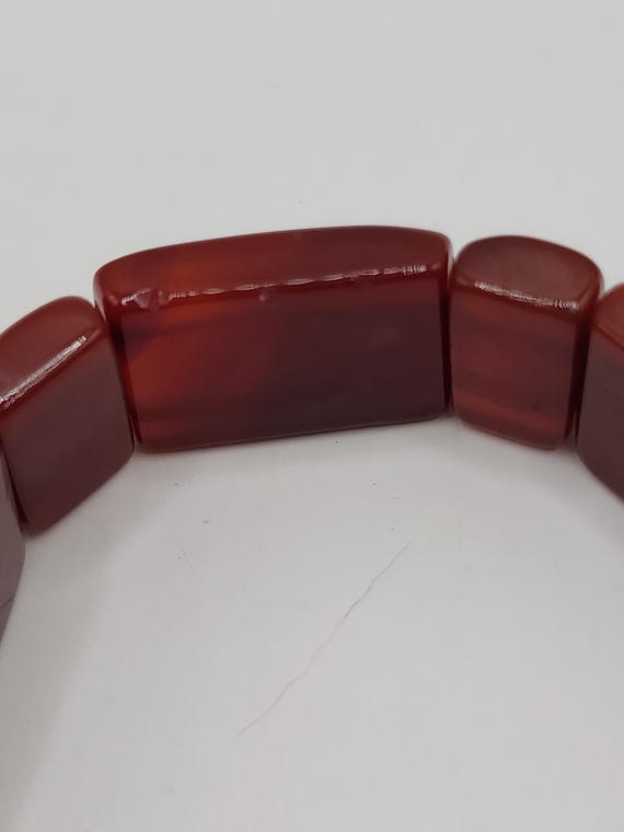 Red Jade Opaque Square Rectangular Bead Beaded St… - image 8
