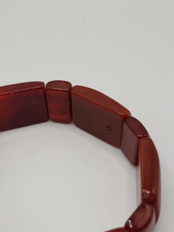 Red Jade Opaque Square Rectangular Bead Beaded St… - image 7