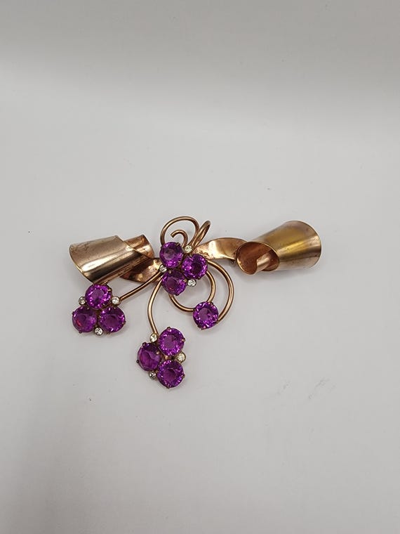 Solid Copper Rhinestone and Stunning Purple Ameth… - image 1