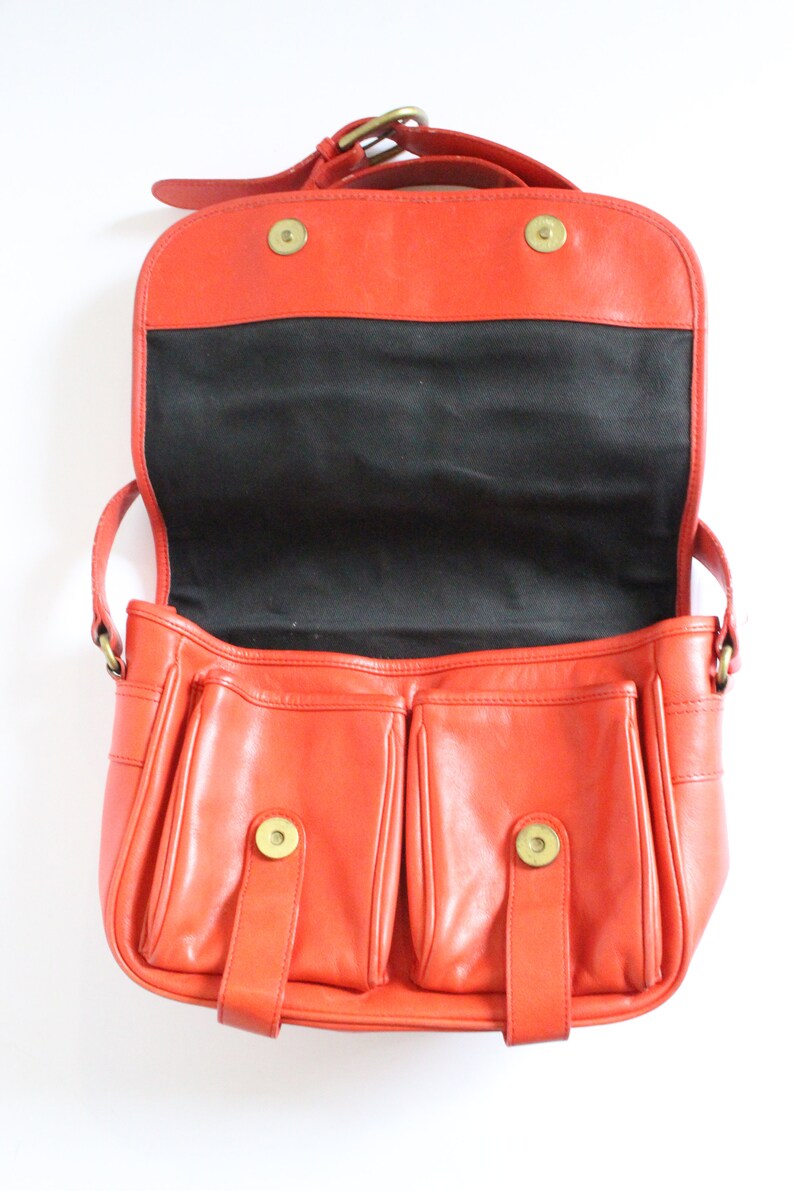Vintage 80s 90s DKNY Red Leather Purse Side Small Messenger Etsy