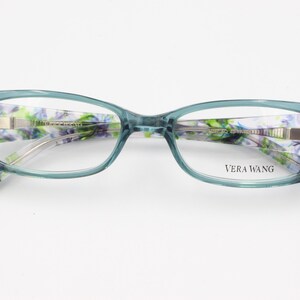 Light Blue Floral Vera Wang Eyeglasses Glasses No Prescription Bifocal Style Library Nerd Geek