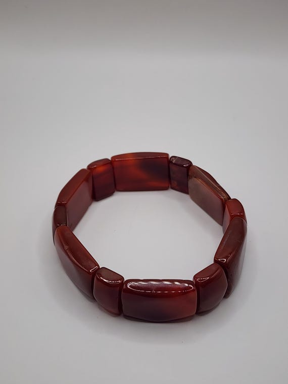 Red Jade Opaque Square Rectangular Bead Beaded St… - image 3