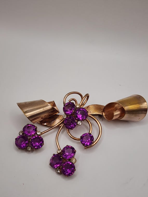 Solid Copper Rhinestone and Stunning Purple Ameth… - image 2
