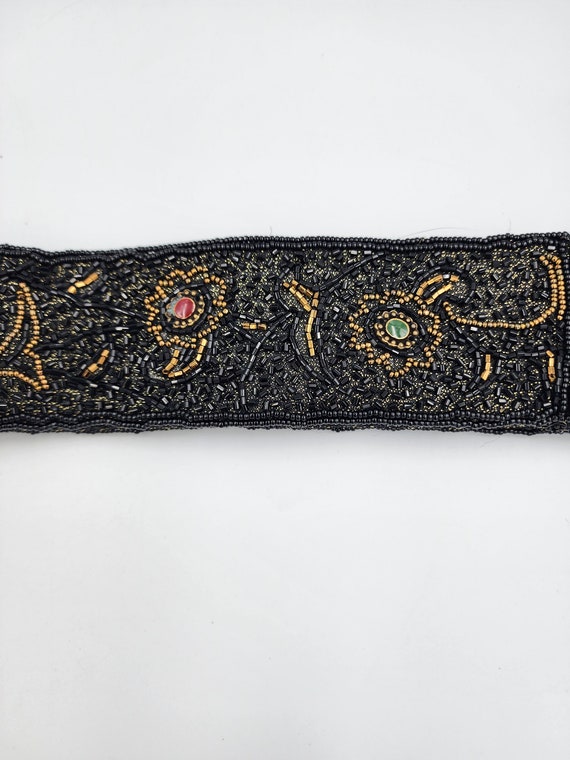 Vintage 1980s LA Regale Beaded Glass Seed Bead Velcro Belt  display picture 2