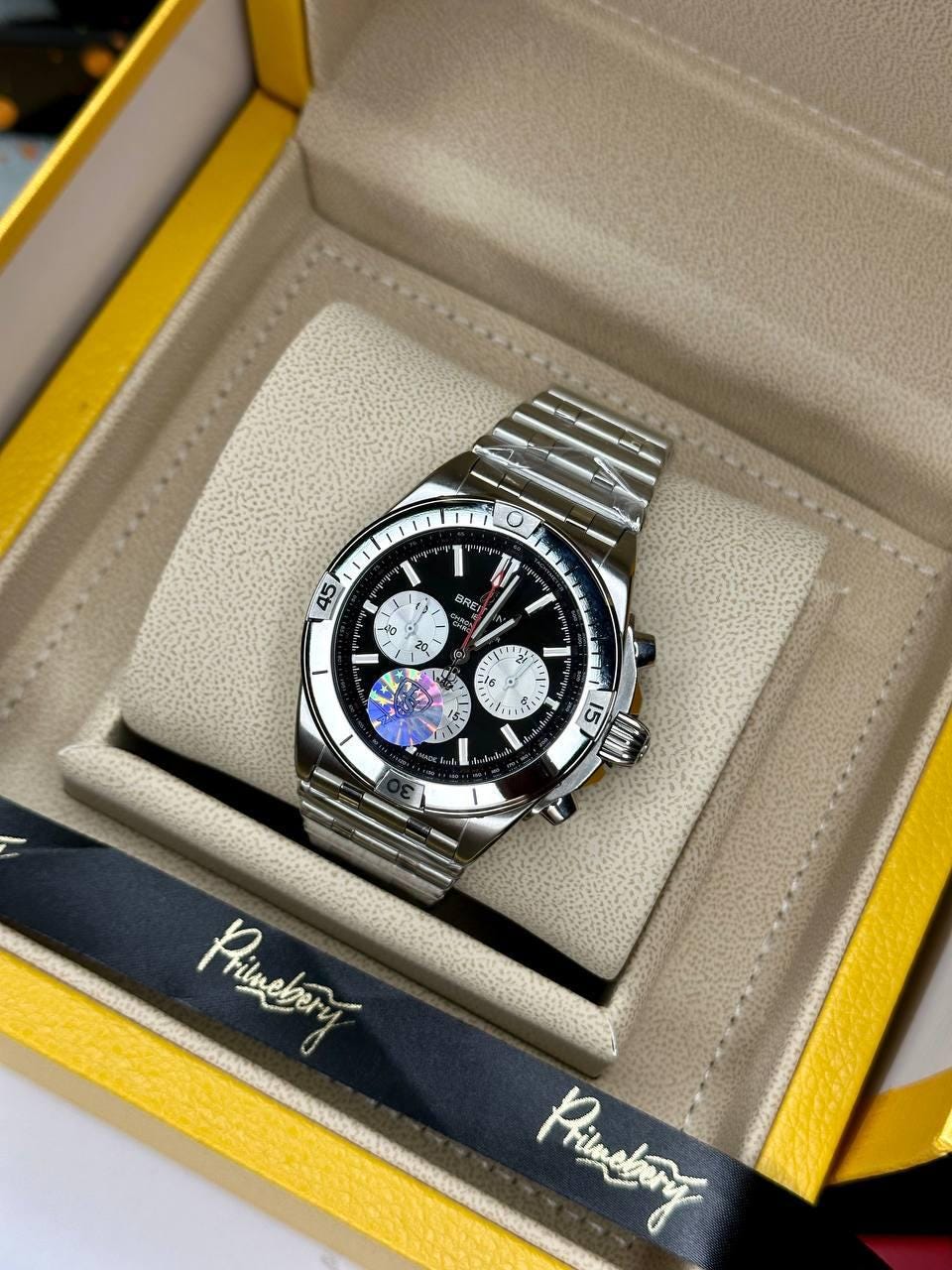 Automatic Stainless Steel Watch: Transparent Case Back, Rubber Strap