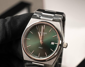 Automatic Stainless Steel Watch: Transparent Case Back, Rubber Strap