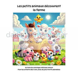 Les petits animaux découvrent la ferme – Livre de coloriage PDF éducatif pour enfants (2 fichiers A4 à imprimer)