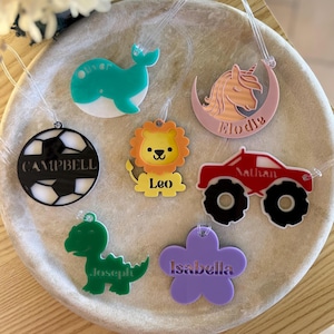 Personalised Acrylic Bag Tags / Keychain / Bag Charm – Custom Name Tags for Kids, School Bags, Luggage, Backpacks | Animal & Shaped Designs