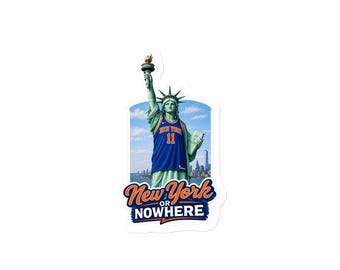 Imán "Nueva York o ninguna parte" / Regalo para aficionados al baloncesto de Nueva York / Imán troquelado de la Estatua de la Libertad / Decoración neoyorquina en azul y naranja