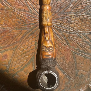 Vintage Hand-Carved Tribal Pipe - Unique Wooden Ethnic Design