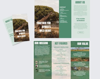 Wildlife NGO Brochure Template | Editable Canva Nonprofit Print Design | Conservation Quotes
