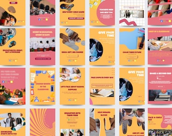 Back to School Social Media Pack | Canva Editable Instagram Templates | Donation Campaign | Nonprofit Awareness | Educational Posts