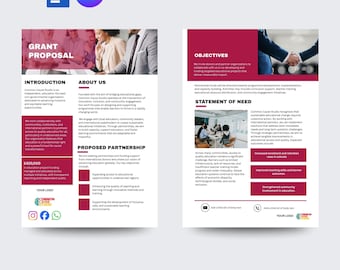 Digital product | Editable Grant Proposal | Template Canva and Word | Digital Download