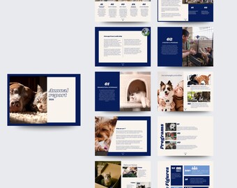 Annual Report Canva Template | Nonprofit Animal Shelter Impact | Professional Communication Support | 30+ Full Editable Pages - launch price