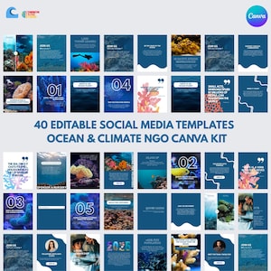 40 Canva Social Media Templates for NGOs – Posts and Stories included | Ocean and Climate Communication kit