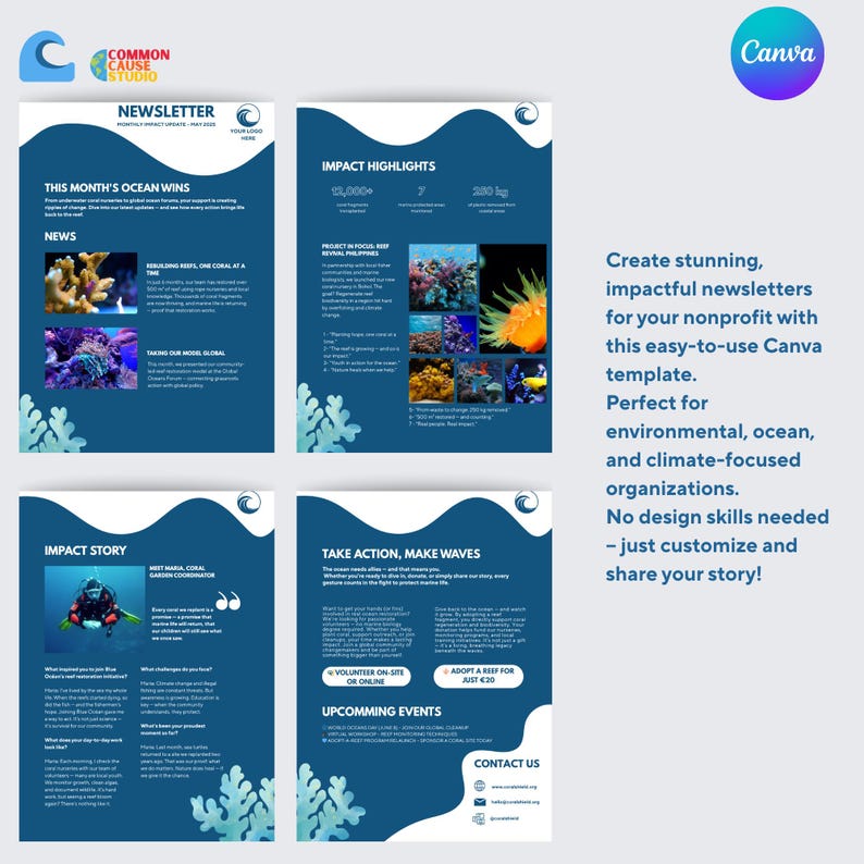 Nonprofit Newsletter Template for Environmental Impact - Etsy