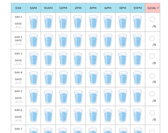 Registro diario de consumo de agua imprimible / Registro de hidratación en PDF / Registro de ingesta de agua / Planificador de bienestar / Descarga instantánea / Planificador digital A4