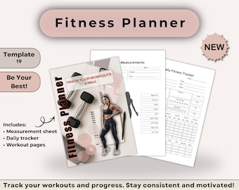 Fitnessplanner – workouttracker, maaltijdplanner, trainingslogboek, gewoontetracker, afdrukbaar gezondheid en welzijn | Digitale planner met 19 pagina's