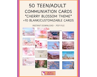 Cherry Blossom Theme - Teen/Adult Neurodivergent, Non-Verbal, Autistic Communication Cards