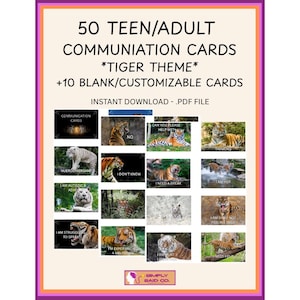 Tigers Theme - Jugendliche / Erwachsene Neurodiversent, Nonverbale, autistische Kommunikationskarten