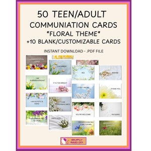 Tema Floral - Cartões de Comunicação Neurodivergente, Não Verbal e Autista para Adolescentes/Adultos